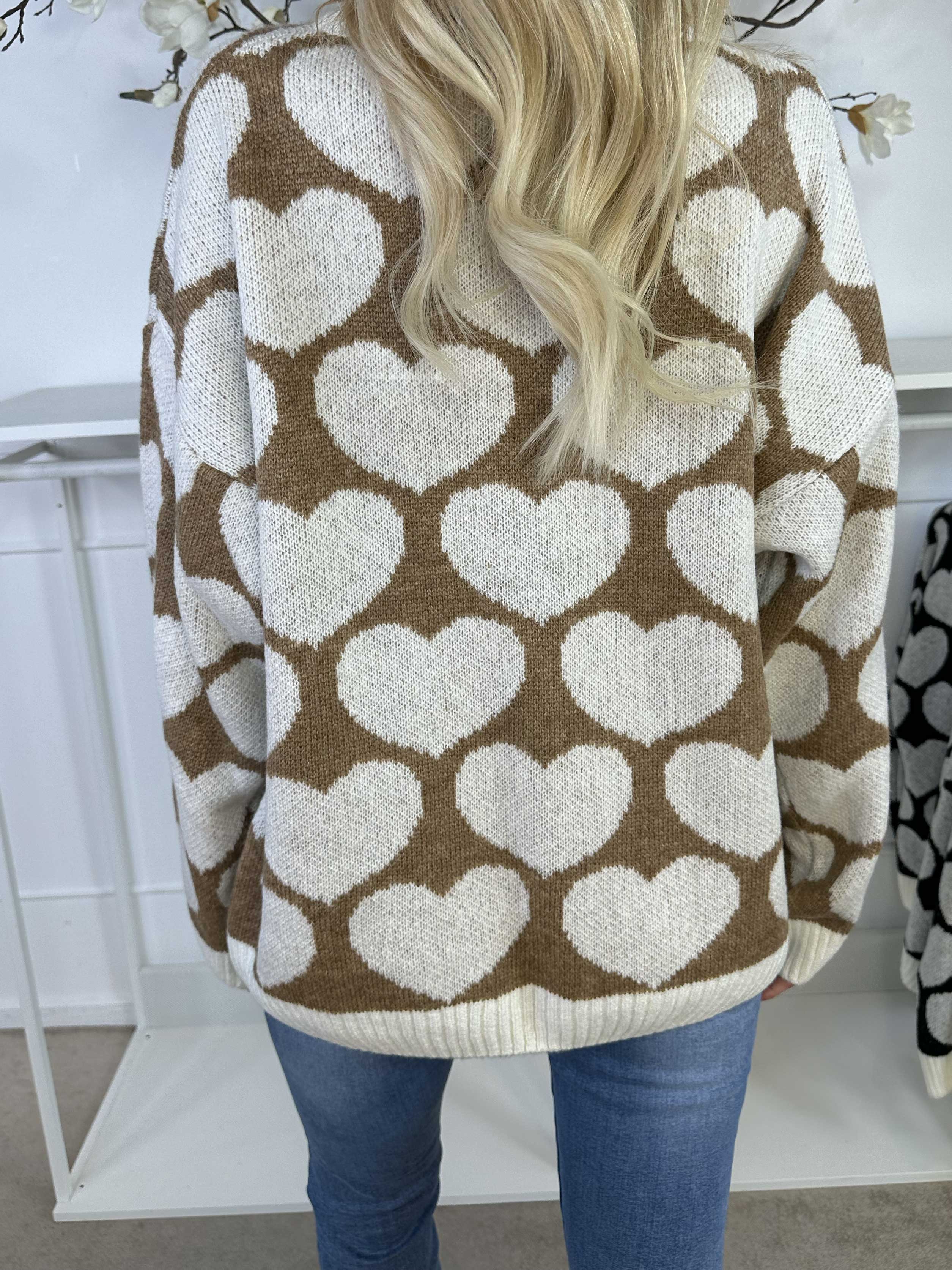 Saidy - Tyk strikbluse med hjerter